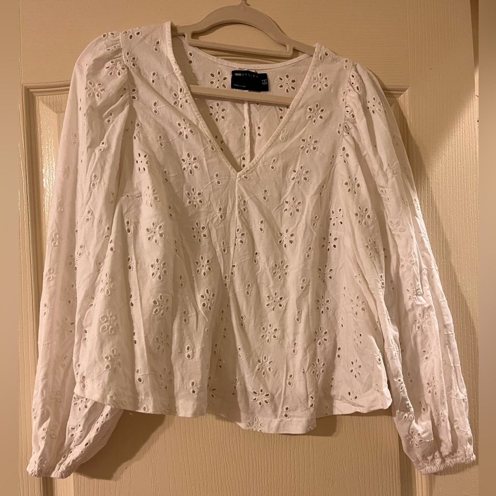 ASOS White Eyelet Embroidery Blouse